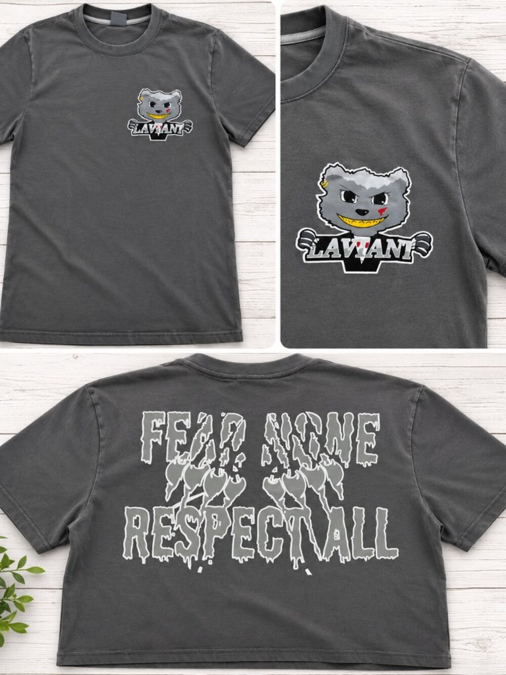 LAVIANT "Fear None, Respect All" Graphic T-Shirt | Charcoal Gray | Men's